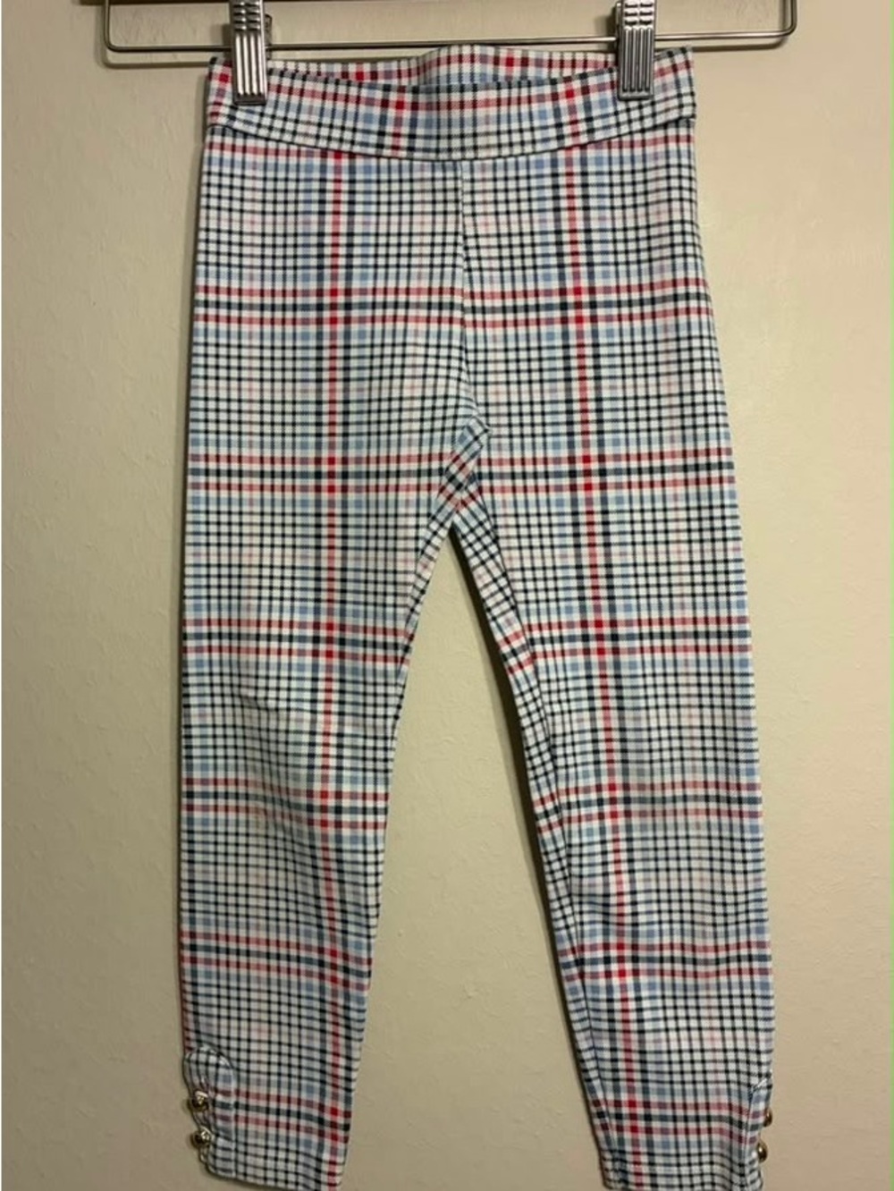 Janie and Jack Girls Plaid Stretch Leggings - Red, Blue & White size 5